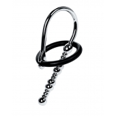 Серебристый уретральный плаг-бусины TOYFA Metal с мягким фиксириющим кольцом - ToyFa - купить с доставкой в Сургуте