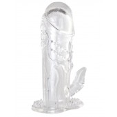 Прозрачная гелевая насадка с клиторальным отростком - 13 см. - Toyfa Basic - в Сургуте купить с доставкой