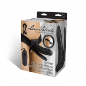 Полый страпон с двумя отростками и вибрацией Unisex Vibrating Hollow Strap-On Double Penetrating Dildo - 17,8 см. - Lux Fetish - купить с доставкой в Сургуте