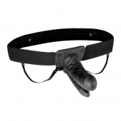 Полый страпон с двумя отростками и вибрацией Unisex Vibrating Hollow Strap-On Double Penetrating Dildo - 17,8 см. - Lux Fetish - купить с доставкой в Сургуте