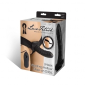 Чёрный полый страпон с вибрацией Unisex Vibrating Hollow Strap-On - 14 см. - Lux Fetish - купить с доставкой в Сургуте
