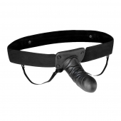 Чёрный полый страпон с вибрацией Unisex Vibrating Hollow Strap-On - 14 см. - Lux Fetish - купить с доставкой в Сургуте