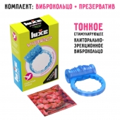 Голубое эрекционное виброкольцо Luxe VIBRO  Райская птица  + презерватив - Luxe - в Сургуте купить с доставкой