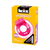Розовое эрекционное виброкольцо Luxe VIBRO  Ужас Альпиниста  + презерватив - Luxe - в Сургуте купить с доставкой