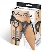 Черные трусики для страпона из патентованной кожи - Lux Fetish - купить с доставкой в Сургуте
