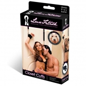 Черные фиксаторы с креплением к двери - Lux Fetish - купить с доставкой в Сургуте