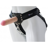 Черный пояс-трусики с насадкой  Гламур Dana  - 15,5 см. - LOVETOY (А-Полимер) - купить с доставкой в Сургуте