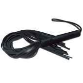 Чёрная кожаная плеть с жесткой ручкой - 63 см. - Sitabella - купить с доставкой в Сургуте