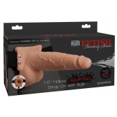 Телесный полый страпон с имитацией эякуляции 7.5  Hollow Squirting Strap-On with Balls Flesh - 21,6 см. - Pipedream - купить с доставкой в Сургуте