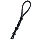 Черное лассо на пенис с тремя бусинами - A-toys - в Сургуте купить с доставкой