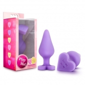 Фиолетовая анальная пробка Naughty Candy Heart Do Me Now - 8,9 см. - Blush Novelties - купить с доставкой в Сургуте