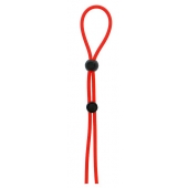 Красное лассо на пенис с двумя бусинами STRETCHY LASSO CAGE - Dream Toys - в Сургуте купить с доставкой