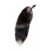 Серебристая металлическая анальная втулка с хвостом чернобурой лисы - размер S - ToyFa - купить с доставкой в Сургуте