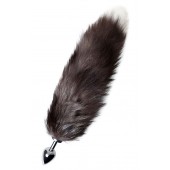 Серебристая металлическая анальная втулка с хвостом чернобурой лисы - размер S - ToyFa - купить с доставкой в Сургуте