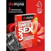 Презервативы для орального секса DOMINO Sweet Sex с ароматом клубничного коктейля  - 3 шт. - Domino - купить с доставкой в Сургуте