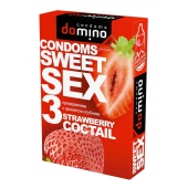 Презервативы для орального секса DOMINO Sweet Sex с ароматом клубничного коктейля  - 3 шт. - Domino - купить с доставкой в Сургуте