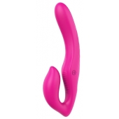 Ярко-розовый безремневой страпон REMOTE DOUBLE DIPPER - 22 см. - Dream Toys - купить с доставкой в Сургуте