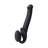 Черный безремневой страпон Silicone Bendable Strap-On M - Strap-on-me - купить с доставкой в Сургуте