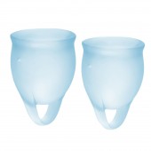 Набор голубых менструальных чаш Feel confident Menstrual Cup - Satisfyer - купить с доставкой в Сургуте
