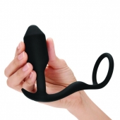 Черное эрекционное кольцо с анальным плагом Snug   Tug - b-Vibe - в Сургуте купить с доставкой