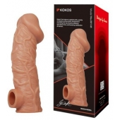 Телесная насадка на фаллос с отверстием для мошонки EXTREME SLEEVE - 17,6 см. - KOKOS - в Сургуте купить с доставкой