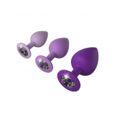 Набор из 3 фиолетовых анальных пробок со стразами Little Gems Trainer Set - Pipedream - купить с доставкой в Сургуте