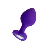 Фиолетовая анальная втулка Diamond Heart с прозрачным кристаллом - 8 см. - ToyFa - купить с доставкой в Сургуте