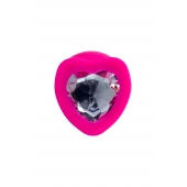 Розовая анальная втулка Diamond Heart с прозрачным кристаллом - 9,5 см. - ToyFa - купить с доставкой в Сургуте