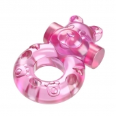 Розовое эрекционное виброкольцо на пенис Pink Bear - Baile - в Сургуте купить с доставкой