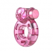 Розовое эрекционное кольцо с вибрацией Pink Bear - Baile - в Сургуте купить с доставкой