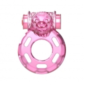 Розовое эрекционное кольцо с вибрацией Pink Bear - Baile - в Сургуте купить с доставкой