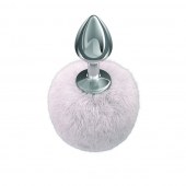 Серебристая анальная пробка с белым пушистым хвостиком Twinkle - Lola Games - купить с доставкой в Сургуте