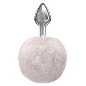 Серебристая анальная пробка с белым пушистым хвостиком Twinkle - Lola Games - купить с доставкой в Сургуте