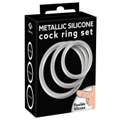 Набор из 3 эрекционных колец под металл Metallic Silicone Cock Ring Set - Orion - в Сургуте купить с доставкой