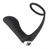 Черное эрекционное кольцо с анальной вибропробкой Vibrating Ring   Plug - Orion - в Сургуте купить с доставкой