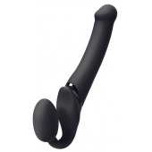 Черный безремневой вибрострапон Silicone Bendable Strap-On M - Strap-on-me - купить с доставкой в Сургуте