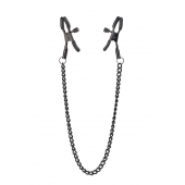 Черные зажимы на соски на цепочке BLAZE DELUXE NIPPLE CLAMPS - Dream Toys - купить с доставкой в Сургуте