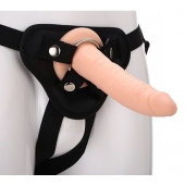 Телесный страпон на черных трусиках STRAP ON REAL DILDO - 20 см. - Dream Toys - купить с доставкой в Сургуте
