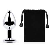 Серебристая анальная пробка с прозрачным стразом - 7,2 см. - Anal Jewelry Plug - купить с доставкой в Сургуте