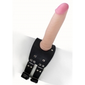 Черный узкий пояс на бедро с телесной насадкой - LOVETOY (А-Полимер) - купить с доставкой в Сургуте