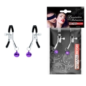 Оригинальные зажимы на соски с фиолетовыми шариками - Notabu - купить с доставкой в Сургуте