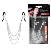 Оригинальные зажимы на соски с тройной цепочкой - Notabu - купить с доставкой в Сургуте