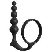Черная анальная цепочка с эрекционным кольцом Ass-gasm Cockring Anal Beads - Pipedream - в Сургуте купить с доставкой