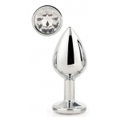 Серебристая анальная втулка с прозрачным кристаллом - 7,1 см. - Dream Toys - купить с доставкой в Сургуте