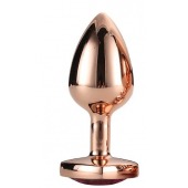 Золотистая анальная втулка с кристаллом-сердечком розового цвета - 7,1 см. - Dream Toys - купить с доставкой в Сургуте