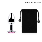 Серебристая анальная пробка с малиновым кристаллом - 7,2 см. - Anal Jewelry Plug - купить с доставкой в Сургуте