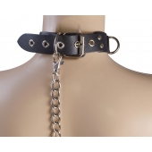 Черный кожаный ошейник Big Ring - Sitabella - купить с доставкой в Сургуте