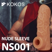 Телесная открытая насадка-реалистик с подхватом мошонки Nude Sleeve M - 12 см. - KOKOS - в Сургуте купить с доставкой