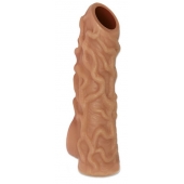Телесная насадка с венками и открытой головкой Nude Sleeve L - 14 см. - KOKOS - в Сургуте купить с доставкой
