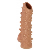 Телесная насадка с шипами и открытой головкой Nude Sleeve L - 14 см. - KOKOS - в Сургуте купить с доставкой